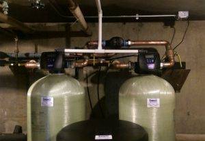 water softening system in a basement