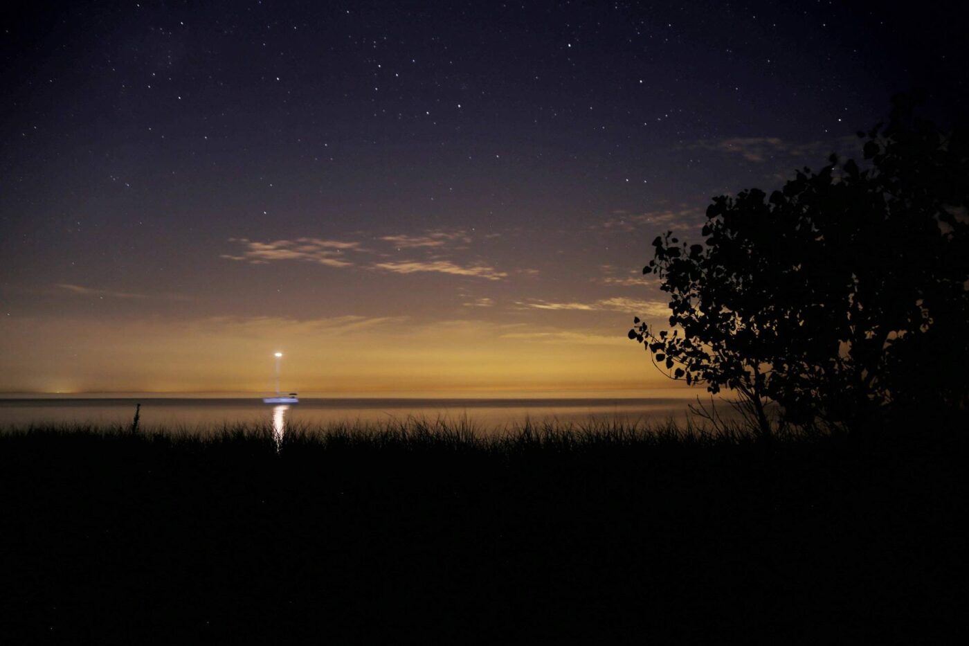 Benton Harbor, Michigan shoreline at night