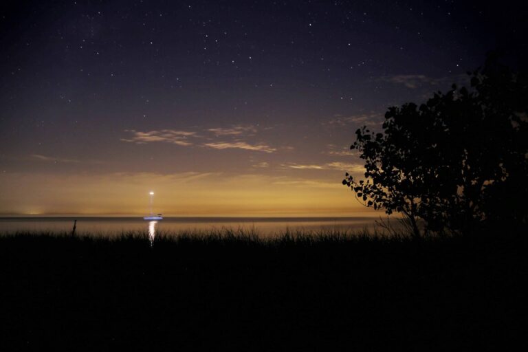 Benton Harbor, Michigan shoreline at night